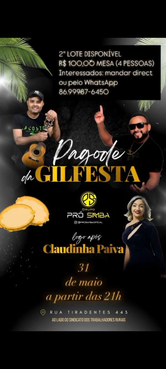🎶 Pagode da Gil Festas promete agitar Castelo do Piauí com muito samba e música eclética